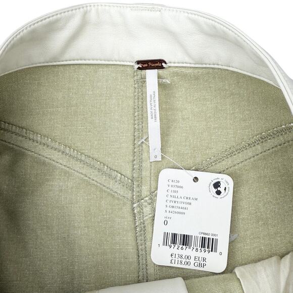 NWT FREE PEOPLE CitySlicker Faux Leather Maxi Skirt Sz 0 Nilla Cream - Picture 8 of 8